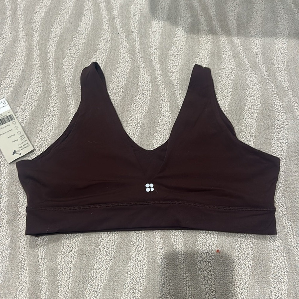 Sweaty Betty Ultimate Yoga Voop Bra Sable Brown Recycled Sweat Wicking Quick Dry - Picture 7 of 10